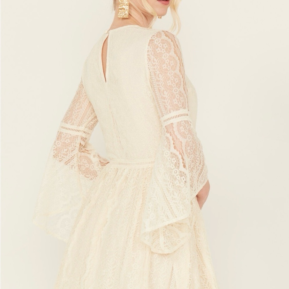 Shyanne Ivory Bell Sleeve Lace Dress Plus XXL Western Boho Baby Doll Lined - Picture 7 of 14